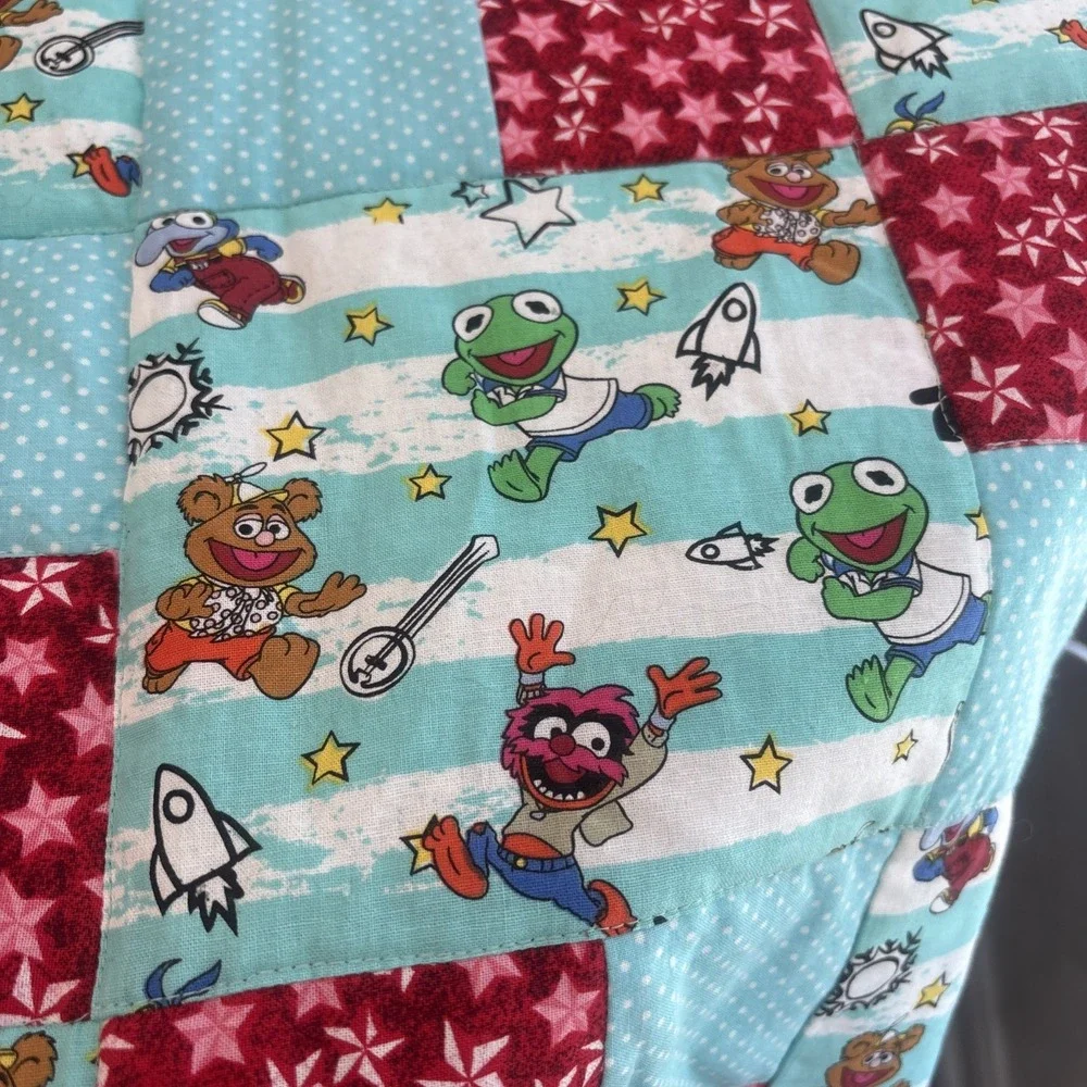 Vintage Sesame Street Muppets Quilted Baby Blanket‎ 35
